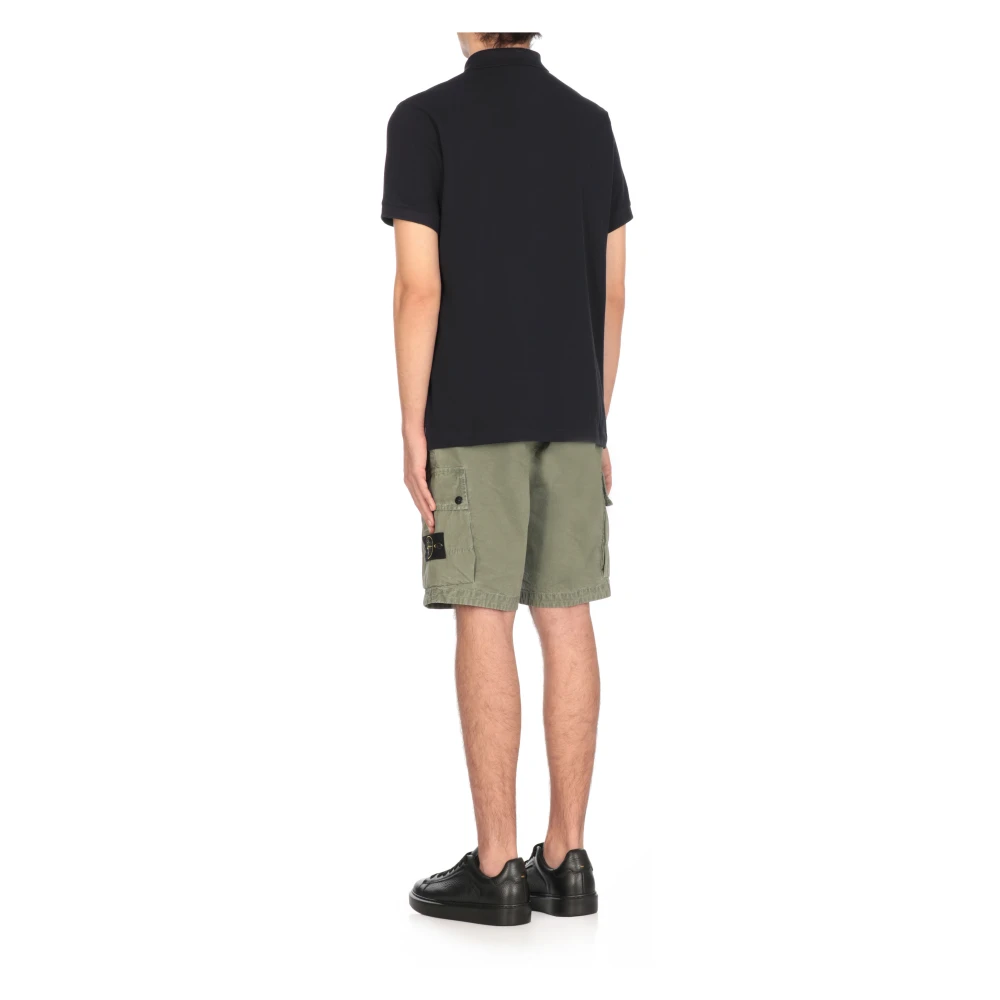Stone Island Blauw Katoenen Poloshirt met Logopatch Blue Heren
