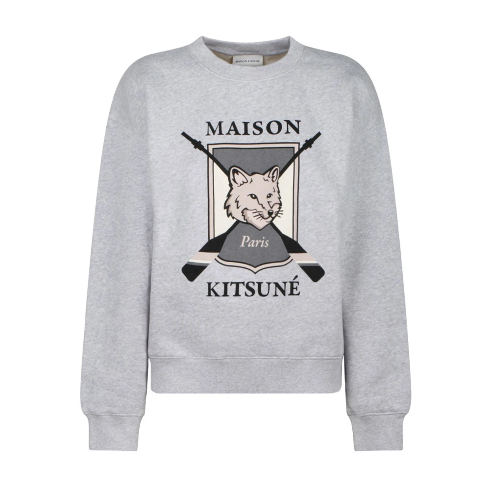 Maison Kitsuné Vos Print Grijze Sweatshirt Gray Dames