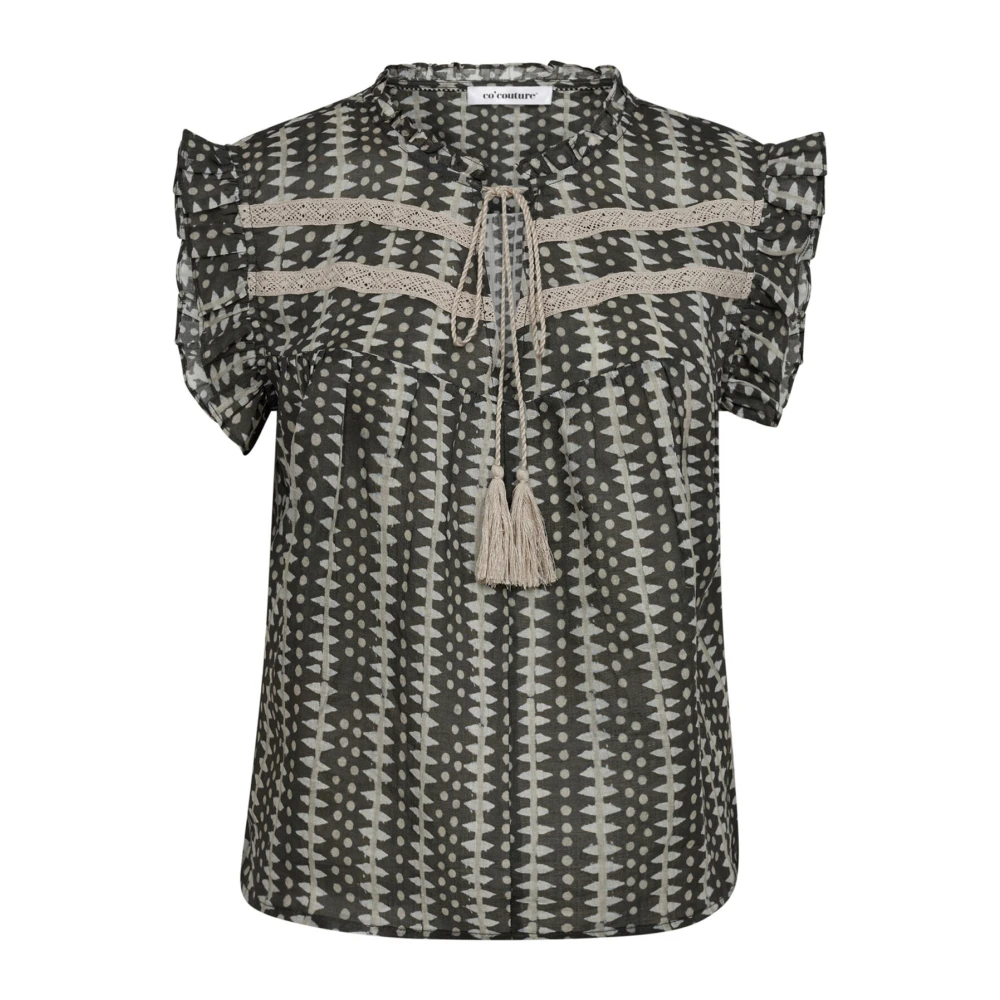Co'Couture Geborduurde Top met Ruches Mouwen Multicolor Dames