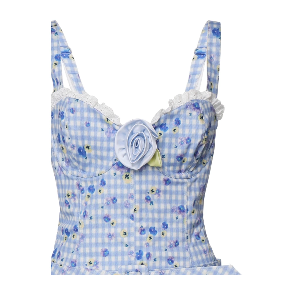 For Love & Lemons Provençaalse Roos Jurk Wit Lichtblauw Blue Dames