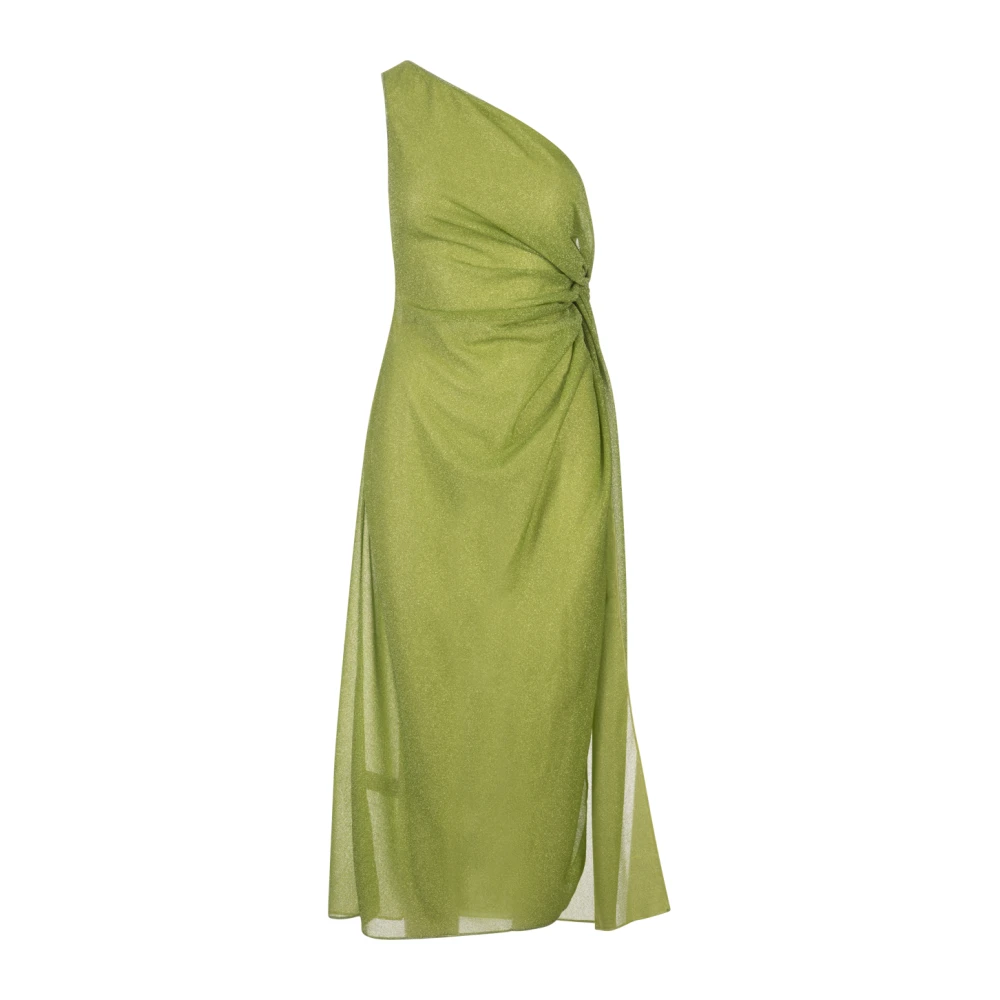 Oseree Groene One-Shoulder Midi Jurk Green Dames