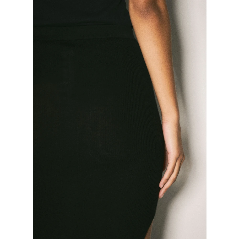 Rick Owens Rib Maxi Rok met Achtersplit Black Dames