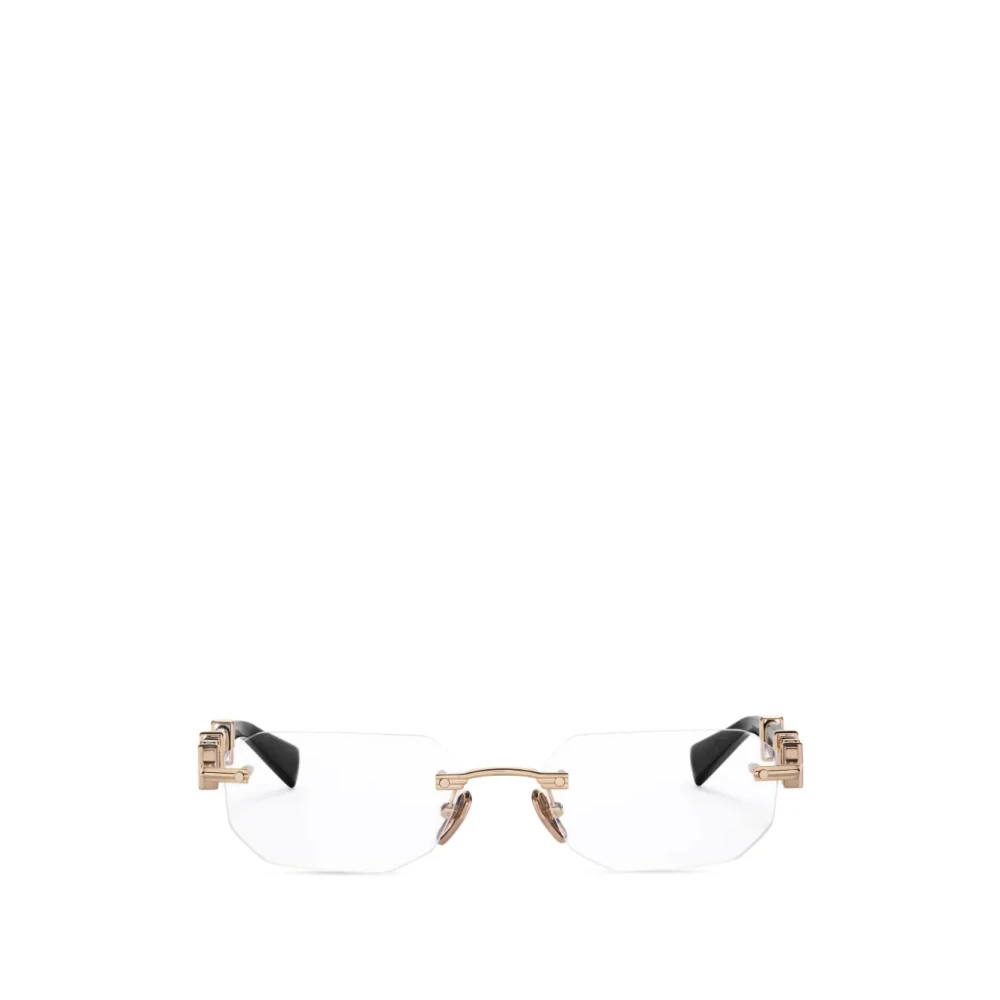 Balmain Men's Yellow Geometric Rimless Glasses - Glasses - 55 Mm - Accessories