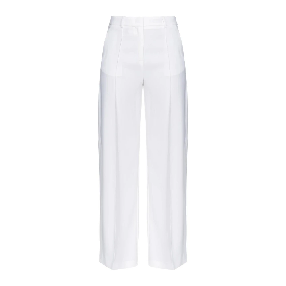 Pinko Elegante witte broek met wijde pijpen en zijsplitten White Dames
