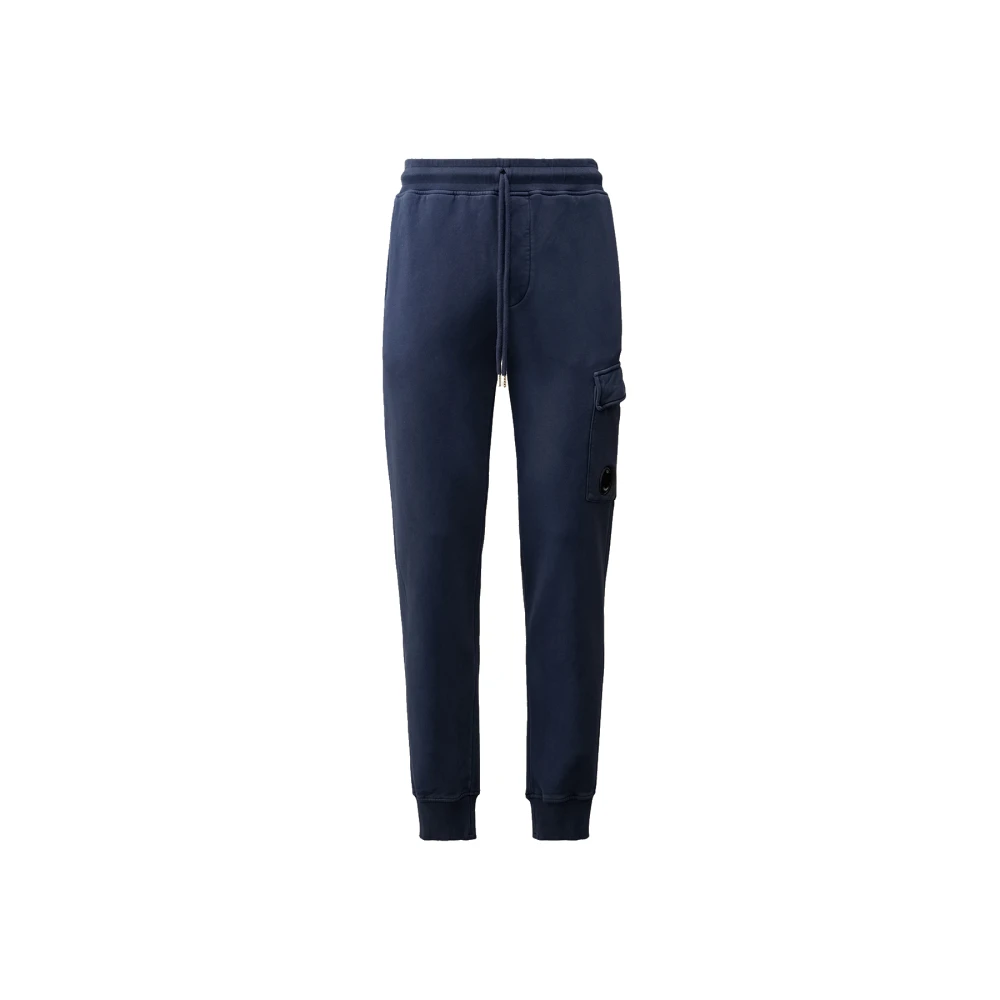 C.P. Company Geborsteld Diagonaal Fleece Cargo Sweatpants Blauw Blue Heren