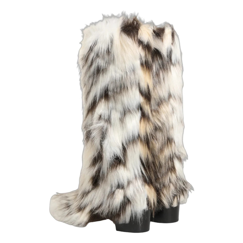 Dolce & Gabbana Winter Boots, Male, 10 Uk, Knee High Faux Fur Boots Shoes Multicolor
