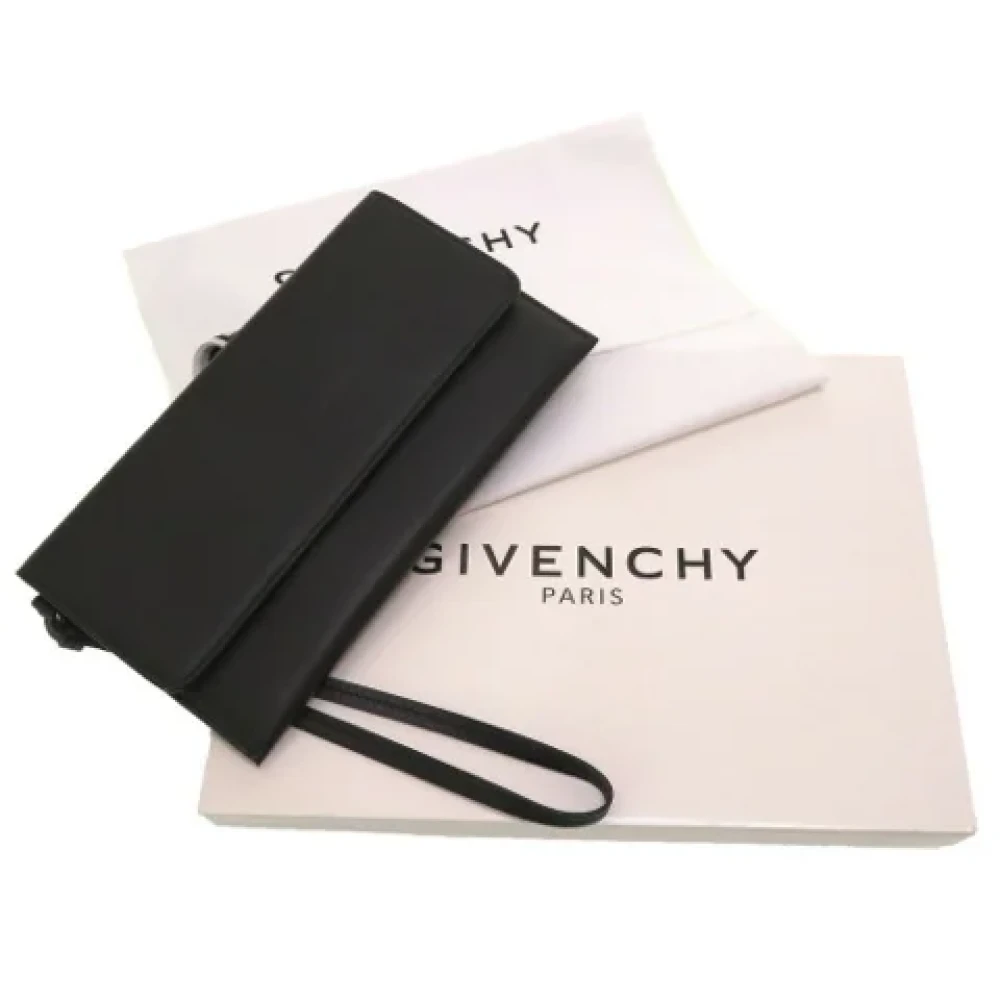 Givenchy Pre-owned Zwarte Leren Givenchy Clutch Black Dames