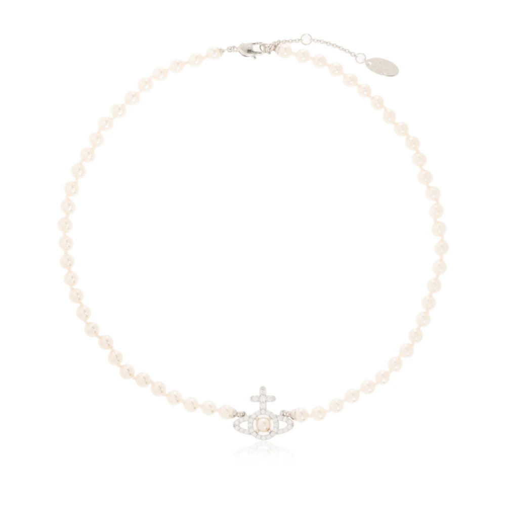 Vivienne Westwood Olympia Pearl Necklace - Plat/Wht P373 - Image 3