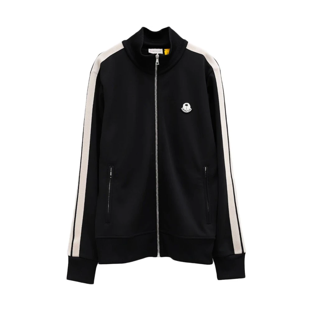 Moncler Men's Black Zip-Throughs,, Sweatshirt With Side Stripes Extra Small