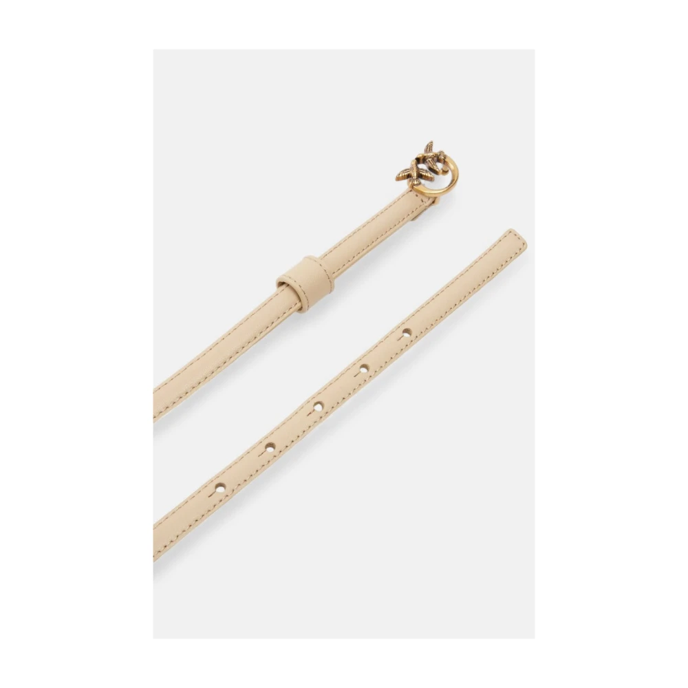 pinko Love Berry Leren Riem Beige Dames