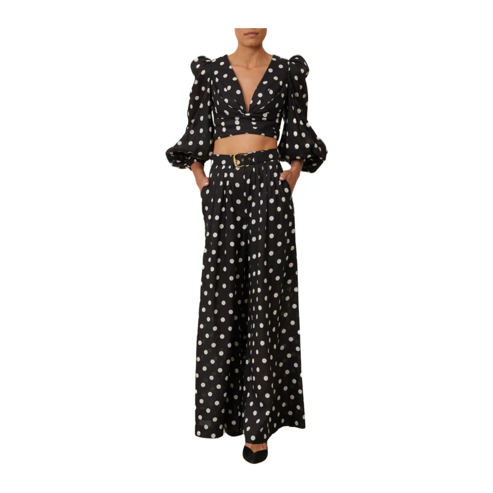 Zimmermann Zwarte Dubbele Tuck Flare Broek Black Dames