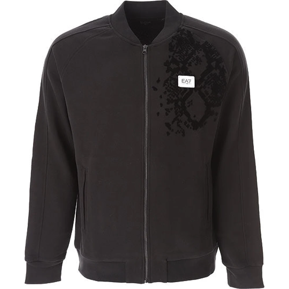 Emporio Armani EA7 Zwart Sweatshirt met Ritssluiting en EA7 Logo Black Heren