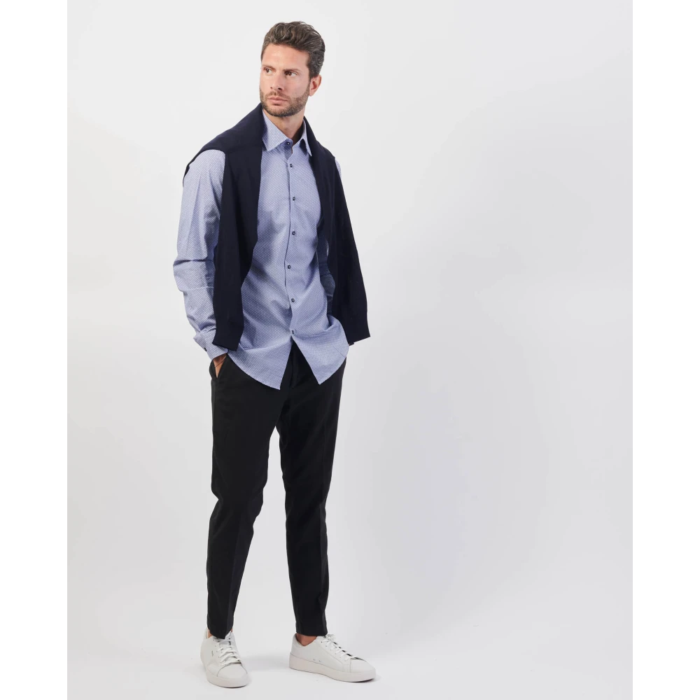 Hugo Boss Blauw Katoenen Popeline Klassieke Kraag Overhemd Blue Heren