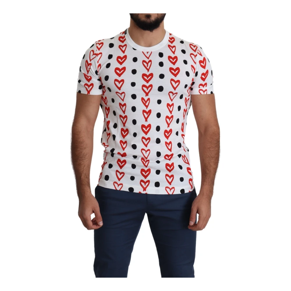 Dolce & Gabbana Hearts Print Cotton T-Shirt - Male - T-Shirts - Multicolor - M - Tops