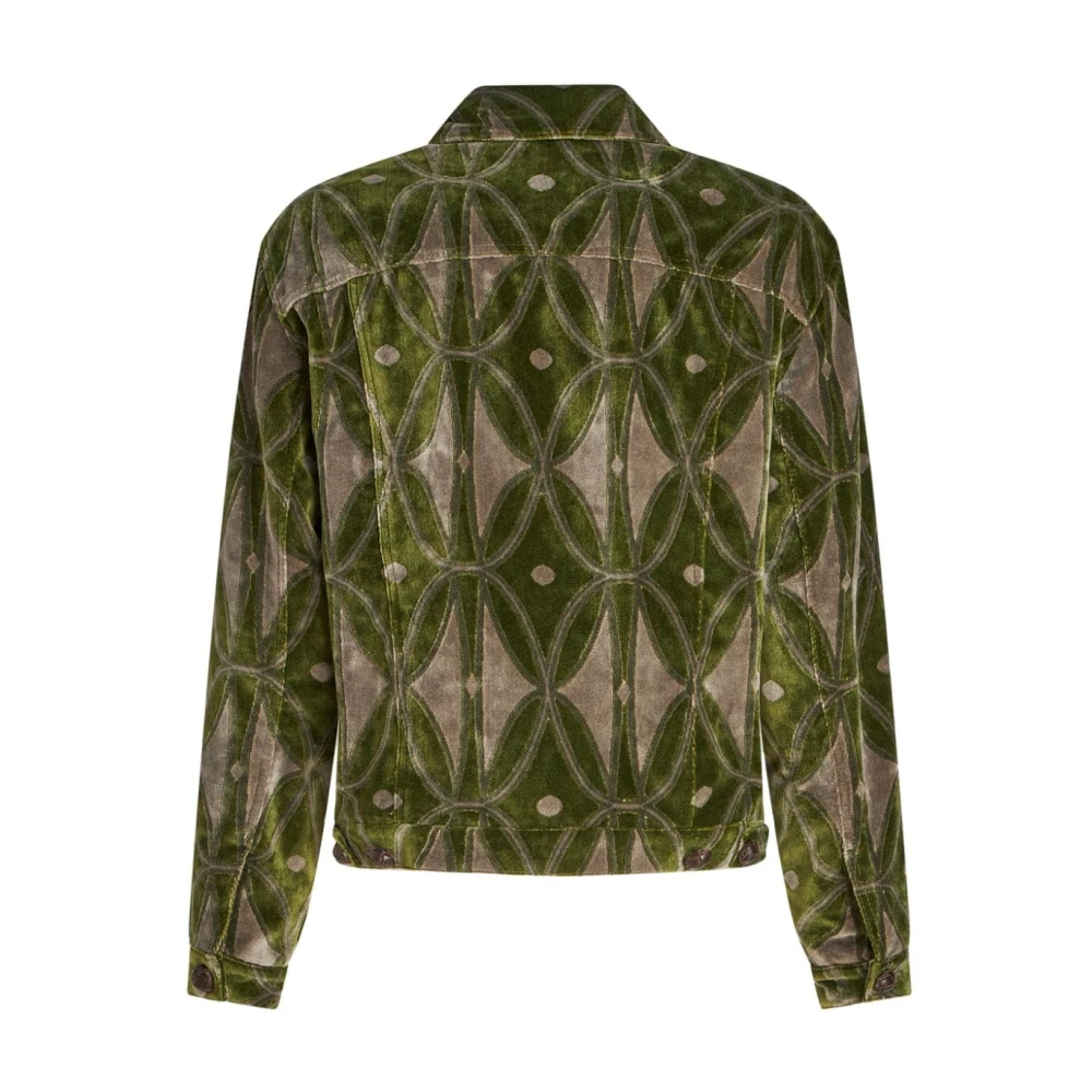 ETRO Groene Velvet Jacquard Jas Green Heren