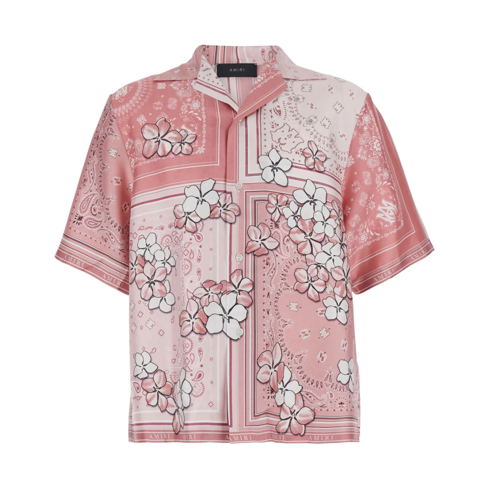 Amiri Bloemen Bandana Bowling Shirt Roze Pink Heren