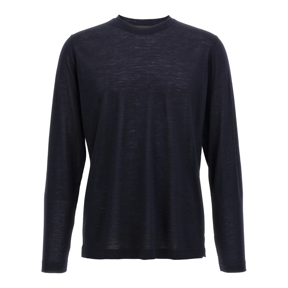 Zanone Men's Blue Round-Neck Knitwear, Xl, Light Wool T-Shirt