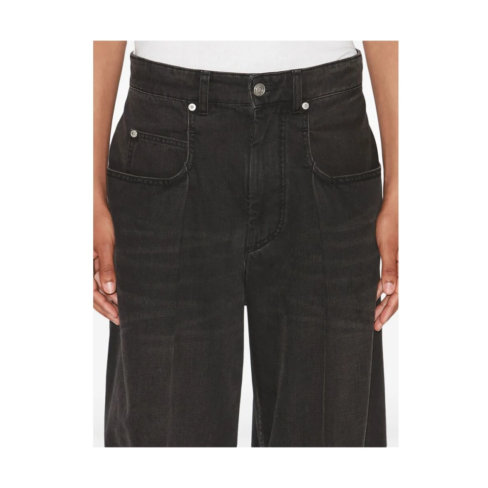 Isabel Marant Étoile Hoge Taille Wijde Pijp Denim Broek Black Dames