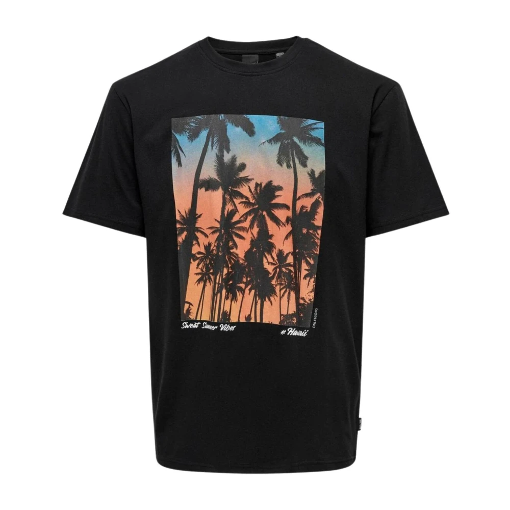 Only & Sons Casual Katoenen T-Shirt Black Heren