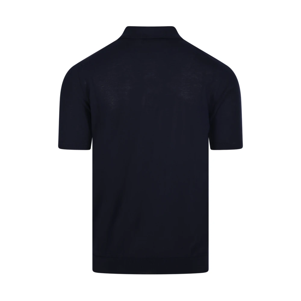 Roberto Collina Navy Polo Korte Mouw Sweater Blue Heren