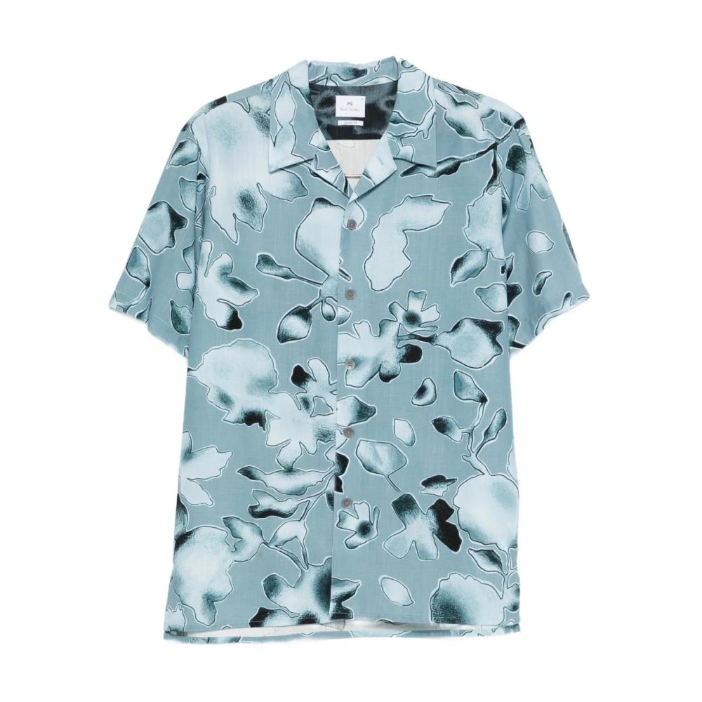 Ps By Paul Smith Mannelijk Blauw Overhemden Heren, 2XL, Katoen, Printed Shirt