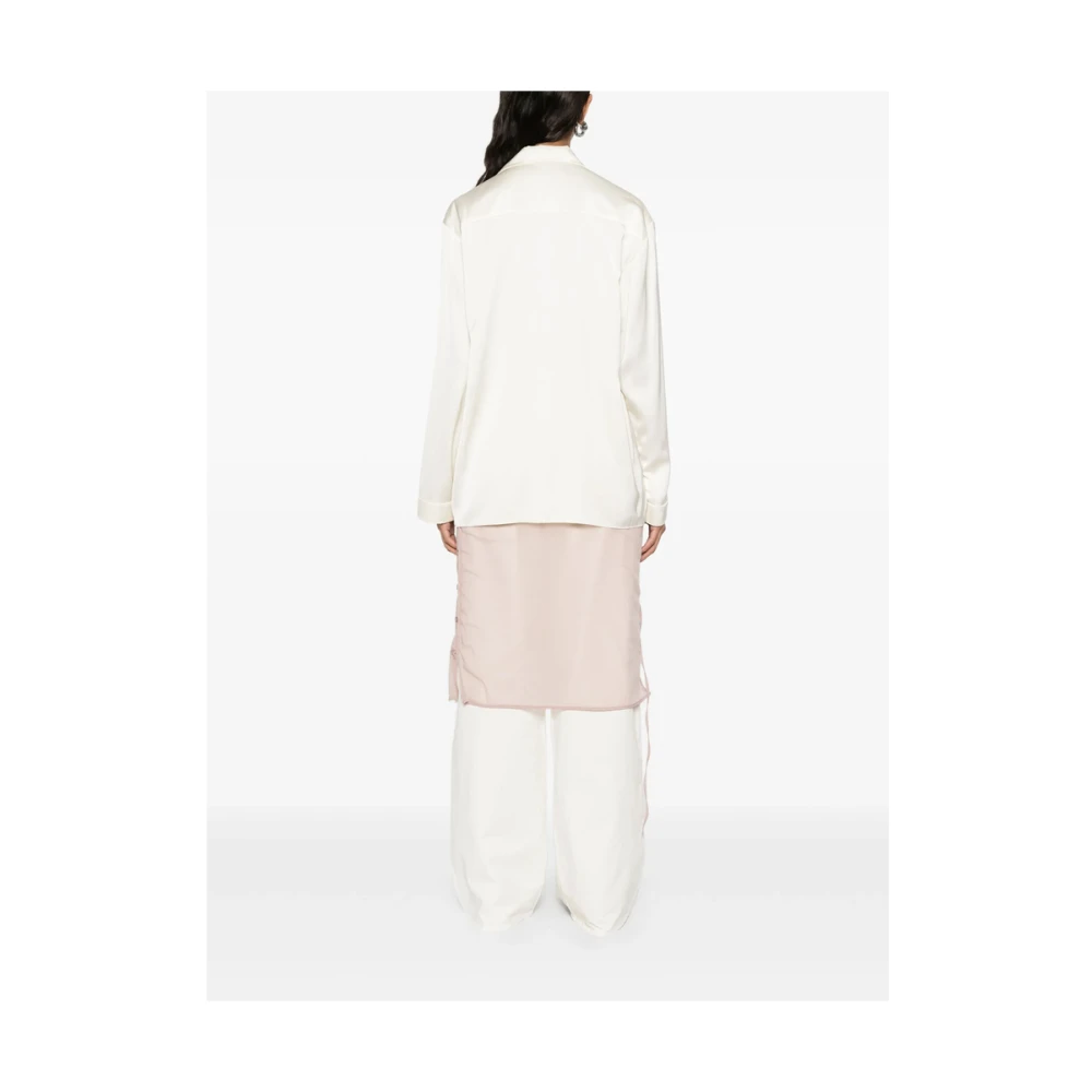 LOW Classic Beige Gedrapeerd Zak Overhemd White Dames