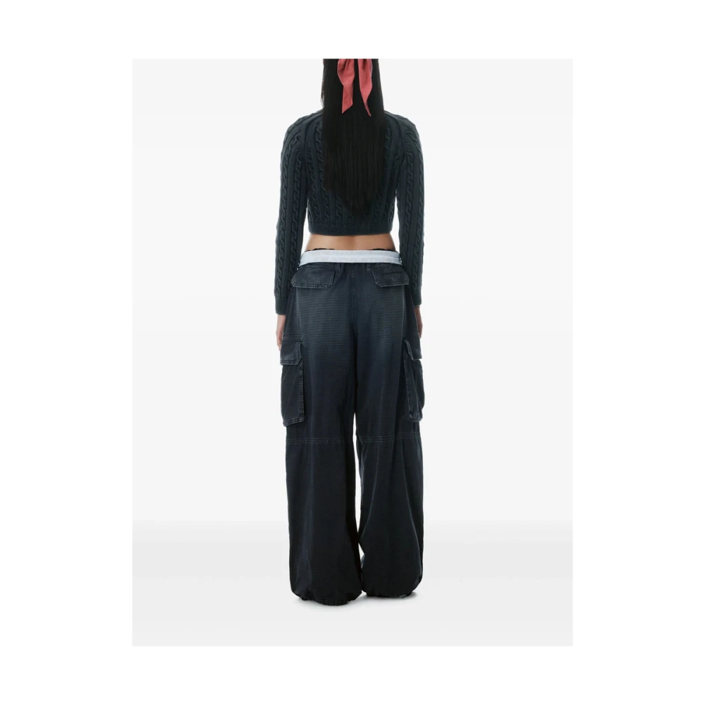 alexander wang Zwarte Cargo Broek met Trekkoord Taille Black Dames