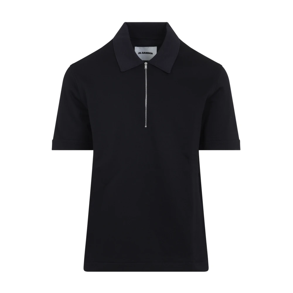 Jil Sander Men's Blue Ss Polo With Knitted Collar - Polo Shirts - L - Tops