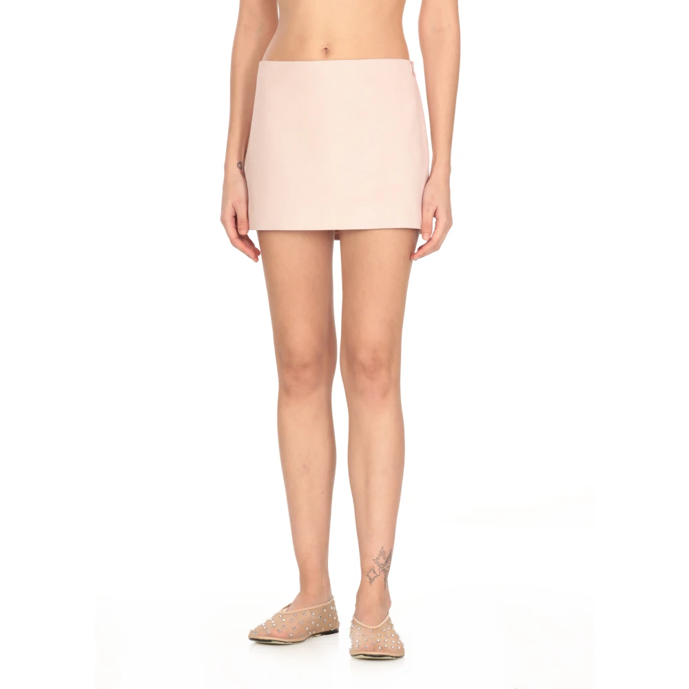 Khaite Roze Leren Rok Zijrits Sluiting Pink Dames