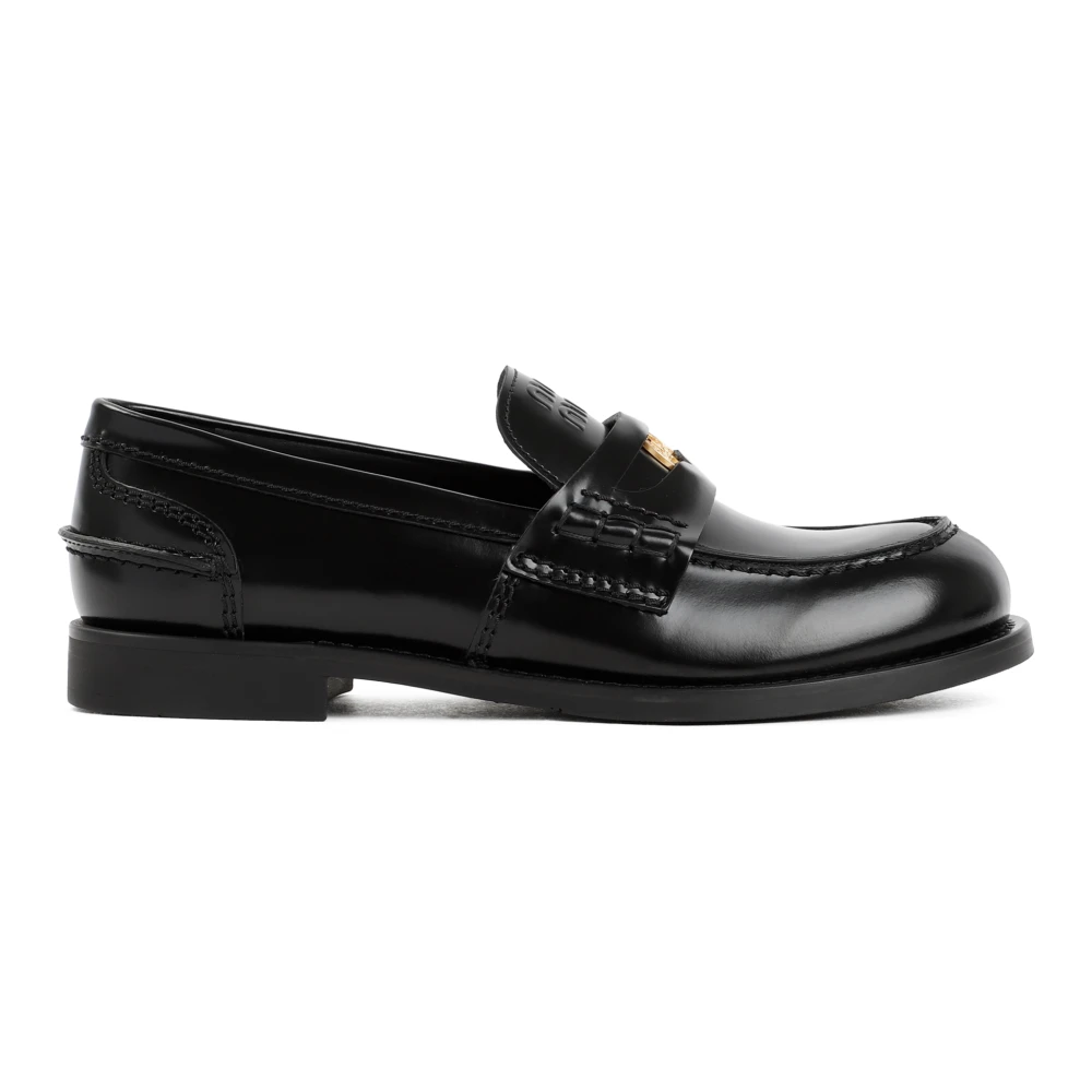 Miu Miu Women's Black Loafers, 7 Uk, Leather Loafers