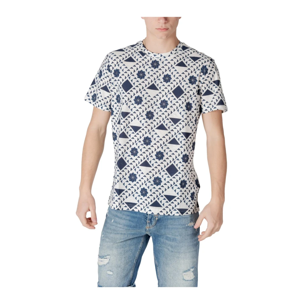 Antony Morato Men's Blue T-Shirts, Xl, Geometric Print Short Sleeve Tee