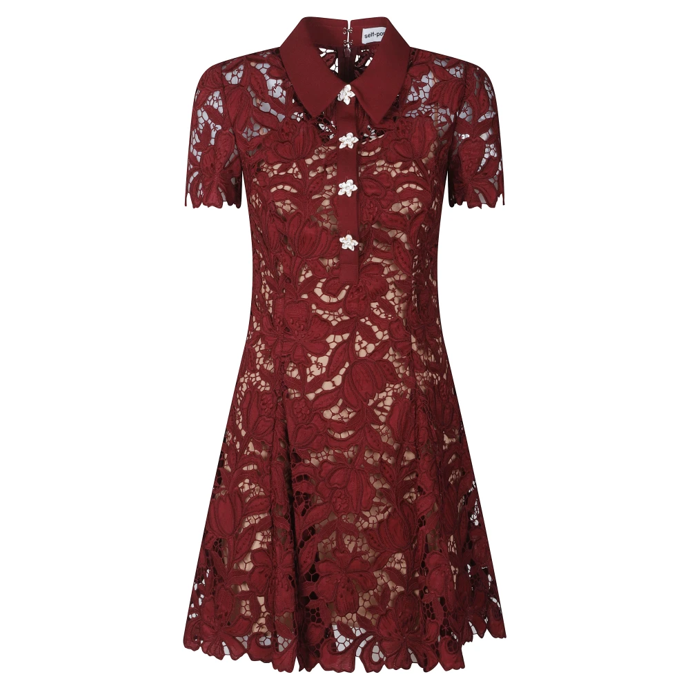 Self Portrait Lace Midi Dress - Female - Short Dresses - Red - 2XS - Dresses - Image 3