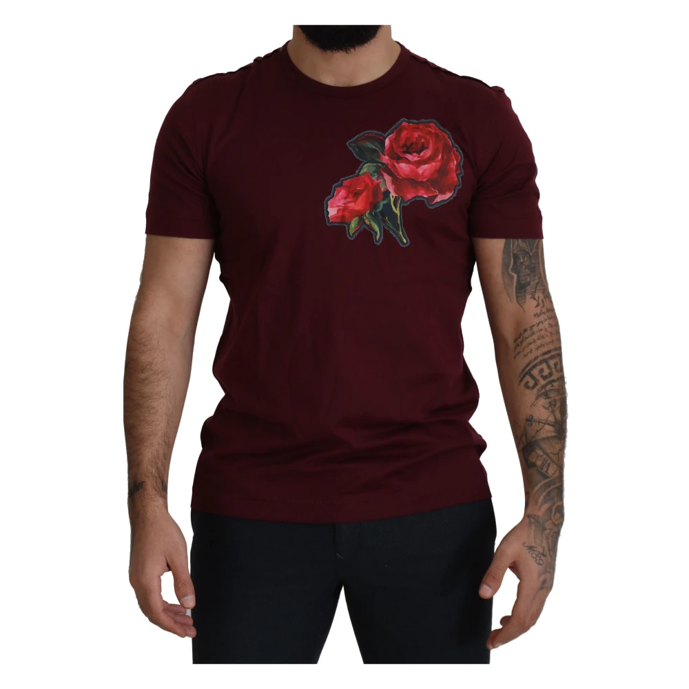 Dolce & Gabbana Elegant Bordeaux Rose T-shirt Brown, Herr