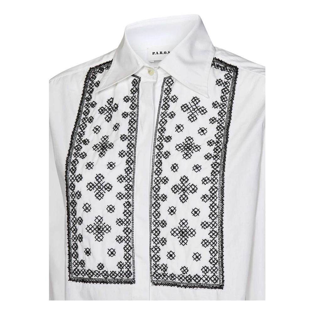 P.a.r.o.s.h. Witte Katoenen Poplin Geborduurde Overhemd White Dames