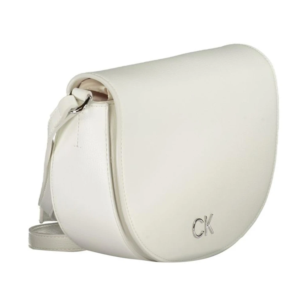 Calvin Klein Witte Halve Maan Leren Handtas White Dames