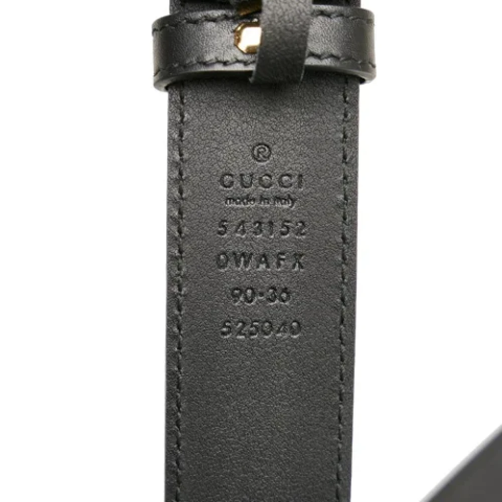 Gucci Vintage Tweedehands Zwarte Leren Riem Black Dames