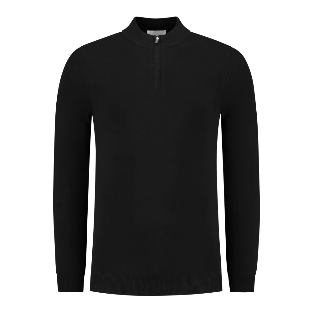 Pure Path Essentiële Gebreide Half-Zip Trui Black Heren