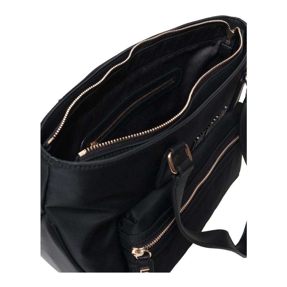 Love Moschino Zwarte Nylon Tote Tas met Rits Black Dames