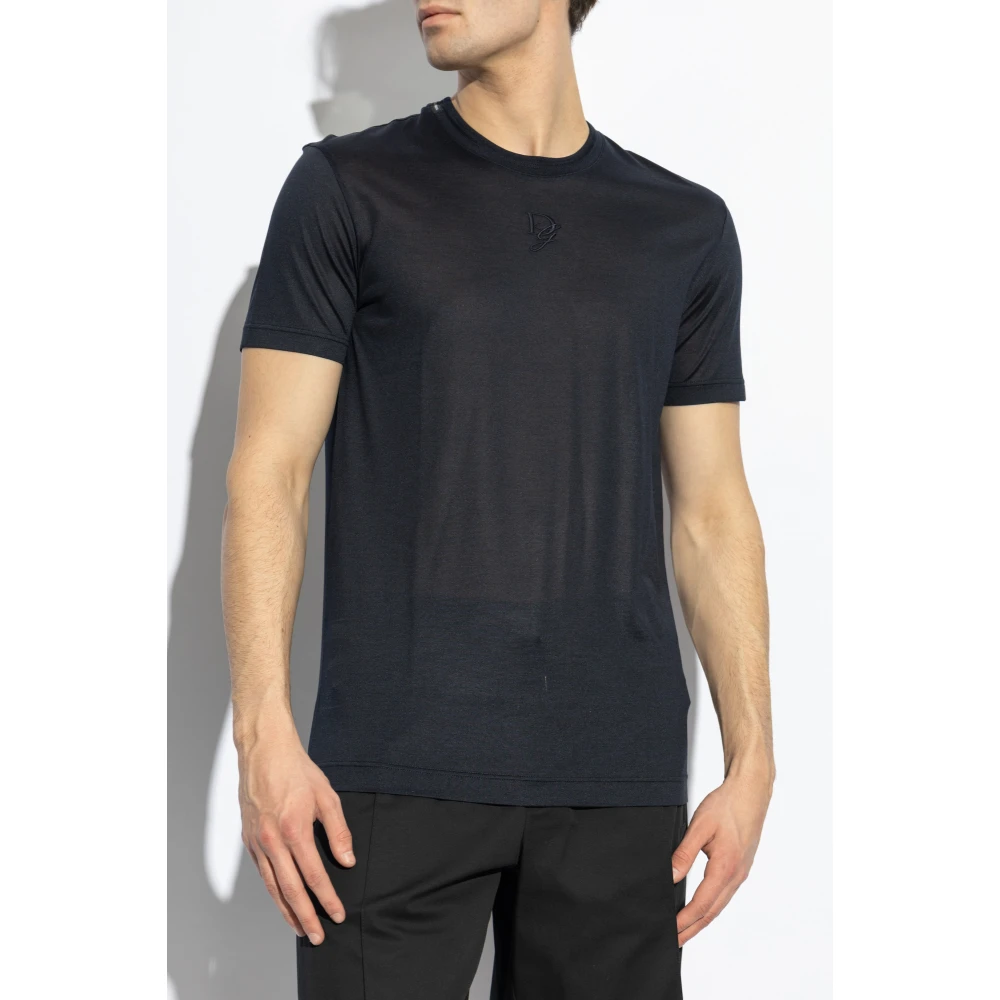 Dolce & Gabbana T-shirt met geborduurd logo Blue Heren