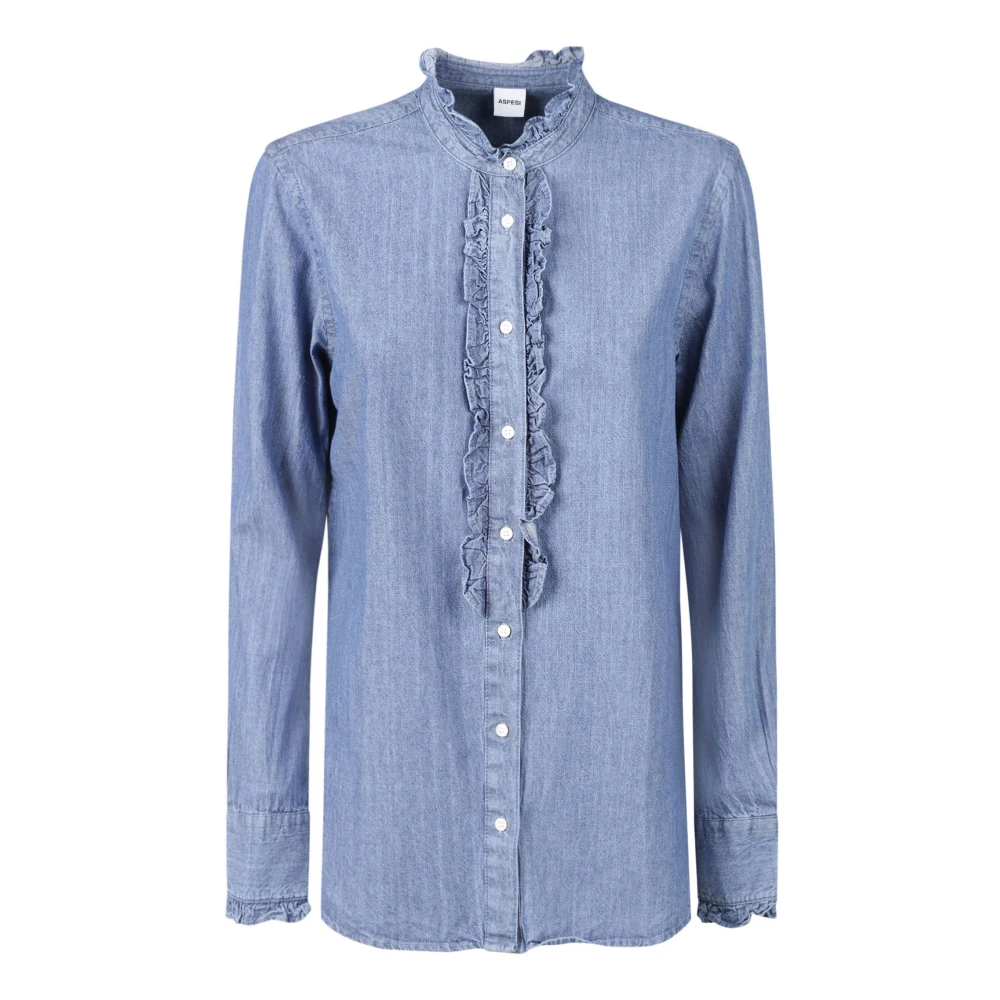 Aspesi Premium Denim Overhemd met Verfijnde Details Blue Dames