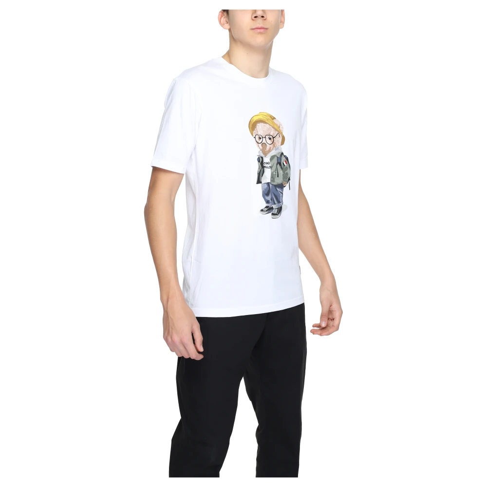 Gianni Lupo Wit Bedrukt Kortemouw T-shirt White Heren