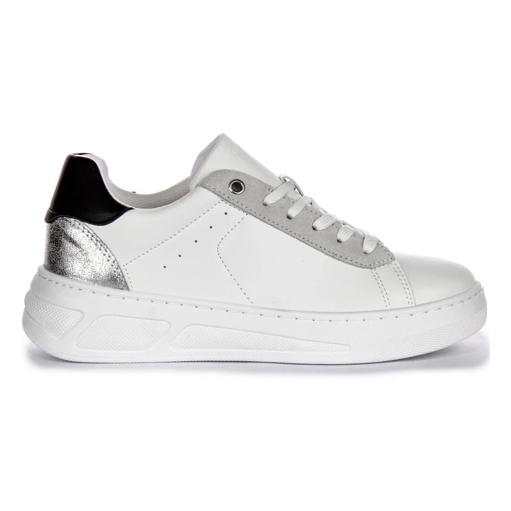 Geox Women's White/Silver Trainers Stylish Design