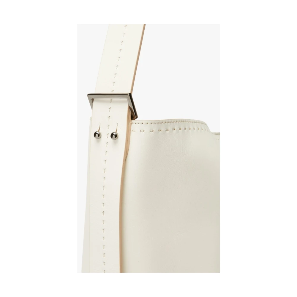 Max Mara Stijlvolle Leren Schoudertas met Verstelbare Band White Dames