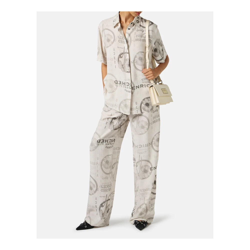 Iceberg Jogging fit broek in dubbele viscose georgette stucco kleur Beige Dames