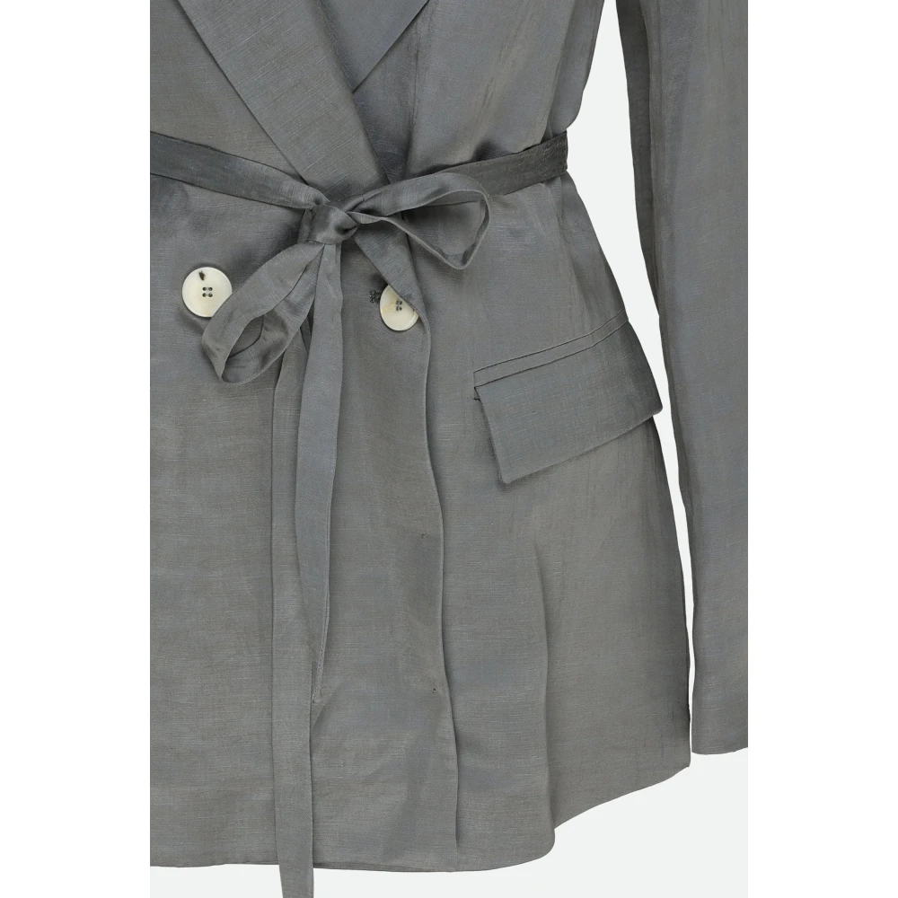 Alysi Antraciet Blazer met Afneembare Riem Gray Dames