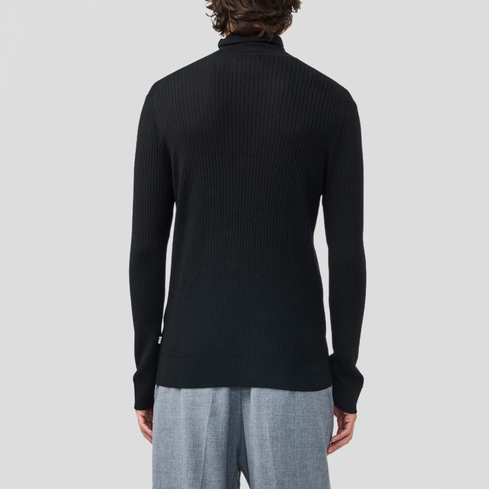 Nn07 Klassieke Ribgebreide Coltrui Zwart Black Heren