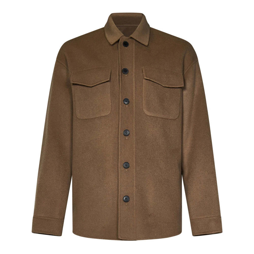 Low Brand Kameel Wollen Shirt Aw24 Brown Heren