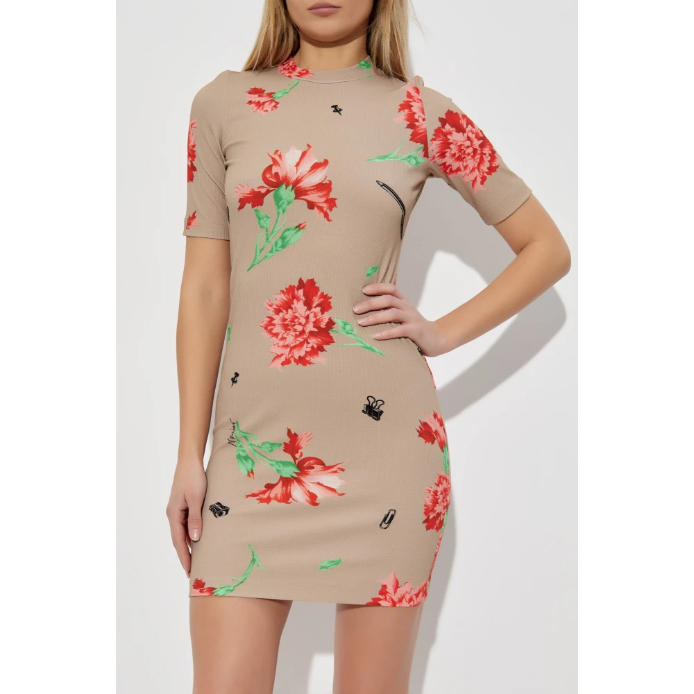 Moschino Jurk met bloemenpatroon Beige Dames