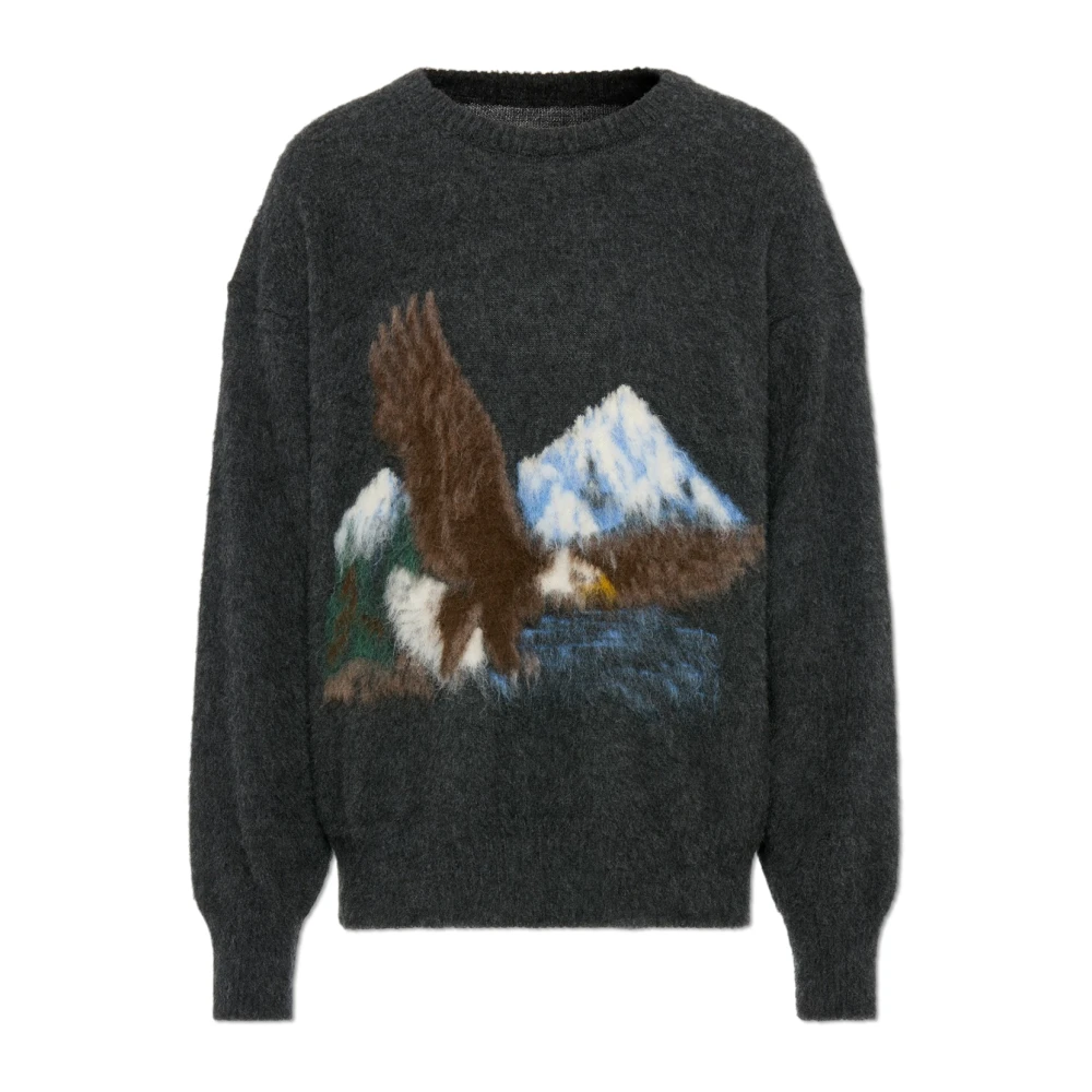 Maison Margiela Round-Neck Knitwear, Male, M, Wool Jumper Gray