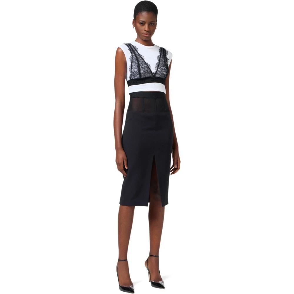 Elisabetta Franchi Kanten Bralette Jersey T-shirt White Dames
